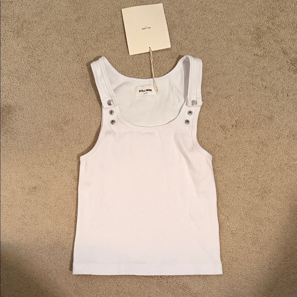 NWT Still here XS White Tank Top